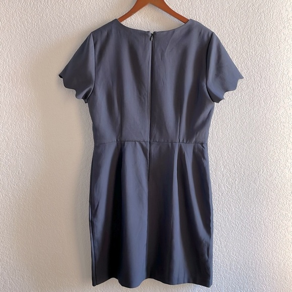LOFT Womens Dress Sheath Short Sleeve Blue Gray Business Work Round Neck Size 10 - Picture 2 of 6